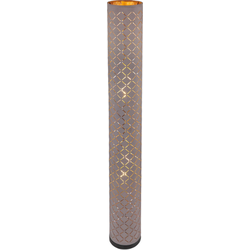 Globo Vloerlamp bestaande uit textiel cilinder | Rastervormige ponsen | Zwart / Goud | Woonkamer