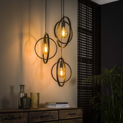 Hoyz Collection Hoyz - Hanglamp met 3 Lampen - Turn Around - Zwart - Industrieel