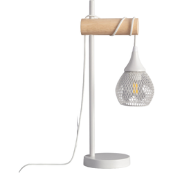 Bussandri Industriële Tafellamp - Metaal - Industrieel - E27 - L:50cm - Voor Binnen - Woonkamer - Eetkamer - Slaapkamer - Tafellampen - Wit