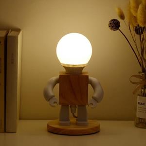 huismerk Solid Wood Robot Slaapkamer Bedside Eenvoudige Studie Lamp Tafellamp Stijl: Plug-in