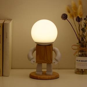 huismerk Massief houten robot slaapkamer bedside eenvoudige studie lamp tafellamp stijl: USB-modellen