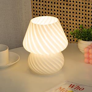 huismerk PJ-104 5W Mushroom Glass Bedroom Bedside Table Decoration Table Lamp CN Plug Specification： Monochrome Warm Light