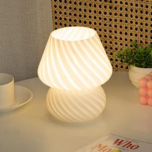 huismerk PJ-104 5W Mushroom Glass Bedroom Bedside Table Decoration Table Lamp CN Plug Specification： Three-color Dimming