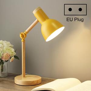 huismerk T1062 Dormitory Eye Protection Desk Lamp Bbedroom Bedside Wood Lamp Krachtbron: EU Plug(Geel)