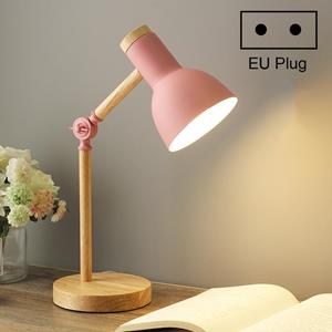 huismerk T1062 Dormitory Eye Protection Desk Lamp Bbedroom Bedside Wood Lamp Krachtbron: EU Plug(Pink)