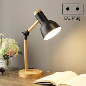 huismerk T1062 Dormitory Eye Protection Desk Lamp Bbedroom Bedside Wood Lamp Krachtbron: EU Plug(Black)