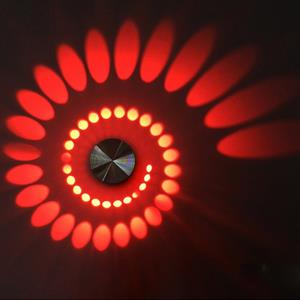 huismerk 3W moderne interieur creatieve spiraal ronde wand lamp voor Club KTV gang gangpad achtergrond wanddecoratie lamp verzonken in (rood licht)