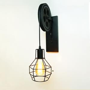 huismerk 40W granaat Retro smeedijzer katrol opheffing muur Lamp Corridor gangpad veranda muur Lamp (zwart geen lamp)