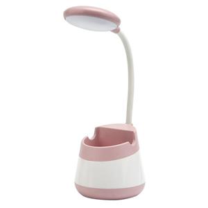 huismerk USB-oplaad led-bureaulichtoogbeschermingslamp met penhouder en telefoonhouder (CS276-1 Roze)