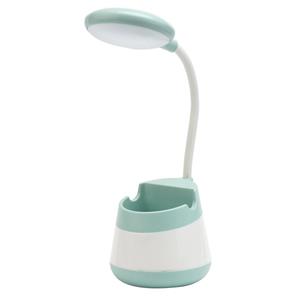 huismerk USB-oplaad led-bureaulichtoogbeschermingslamp met penhouder en telefoonhouder (CS276-1 Groen)