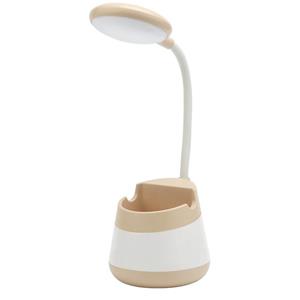 huismerk USB-oplaad led-bureaulichtoogbeschermingslamp met penhouder en telefoonhouder (CS276-1 Geel)