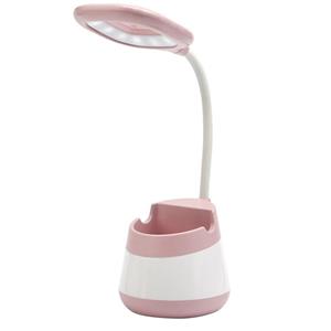 huismerk USB opladen LED bureau licht oogbescherming lamp met pen houder en telefoon houder (CS276-3 roze)