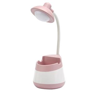 huismerk USB opladen LED bureau licht oogbescherming lamp met pen houder en telefoon houder (CS276-4 roze)