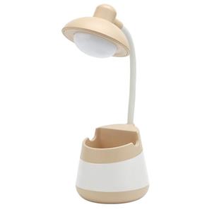 huismerk USB Opladen LED Bureau Licht Oogbescherming Lamp met Pen Houder en Telefoon Houder (CS276-4 Geel)