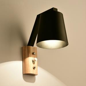 huismerk Creatieve slaapkamer studie bed balkon gangpad veranda Hotel Cafe houten wand lamp schakelaar licht lichtbron: zonder lichtbron (zwart)