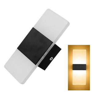 Huismerk Rechte hoek zwart LED slaapkamer bed muur gangpad balkon muur lamp grootte: 14 × 6cm (warm licht)