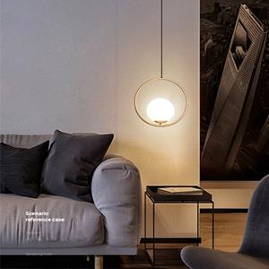 huismerk Restaurant kroonluchter één hoofd creatieve persoonlijkheid eenvoudige moderne koperen lamp met 5W warm licht vorm stijl: ronde a1