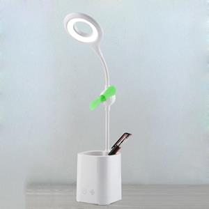 huismerk WS-8010 LED Fan Desk Lamp Bedside Desk USB Folding Desk Lamp Kleur: Pen Holder Green Fan Blade