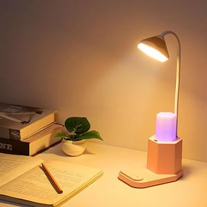 huismerk QB-1 multifunctionele potlood tafellamp USB oogbescherming leren bedside leestafel lamp (roze)