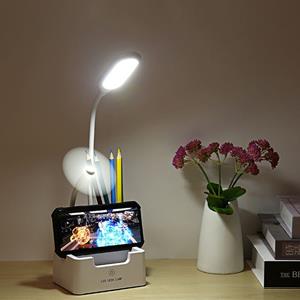 huismerk Student USB Charging Bedroom Touch LED Eye Protection Multifunctionele Creative Desk Lamp Style:With Fan(White)