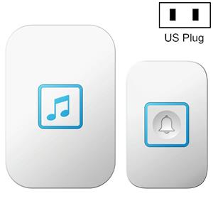CACAZI A86 Electronic Music Remote Control Doorbell One For One AC Wireless Doorbell Style:US Plug(White)