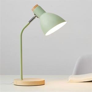 huismerk E27 Button Switch Wood Table Lamp Metal Shade Desk Light Bedside Reading Book Light Home Decor Light Source:Normal Bulb(Green)