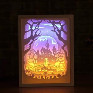 huismerk 3D Stereo Light Paper Carving Lamp Creative Gift (Fort William)