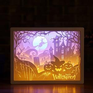 huismerk 3D Stereo Light Paper Carving Lamp Creative Gift (Halloween)