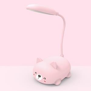 huismerk Cartoon kat Design LED Eye bescherming Lees lamp USB oplaadbare bureau lamp (roze)