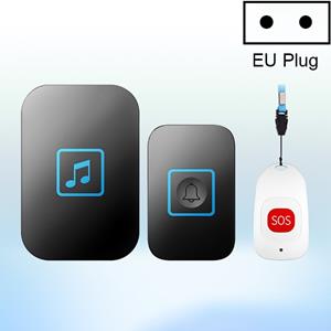 CACAZI C86 draadloze SOS pager deurbel oude man kind lEmergency alarm remote Call Bell EU plug (zwart)