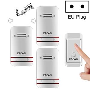 CACAZI V027G één knop drie ontvangers self-powered draadloze Home Kinetic elektronische deurbel EU-stekker