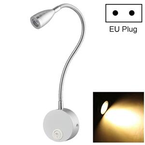 huismerk 3W 160 LM 3000-3200K Flexible Goose Neck Warm White LED Reading Lamp Light Wall Mount Light Wall Sconce Lamp Got the CE / FCC Certification EU Plug