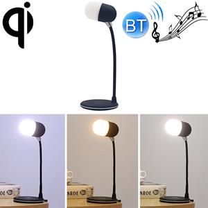 huismerk L4 Multifunctioneel draadloos opladen LED-bureaulamp Bluetooth 5.0 Speaker(Zwart)