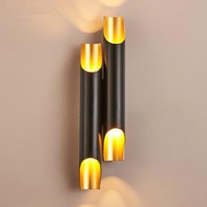 huismerk warm licht moderne wand lamp LED aluminiumlegering pijp verlichting stijl: Double-Tube zwart