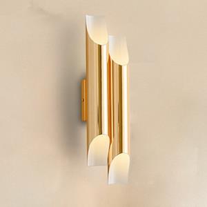 huismerk warm licht moderne wand lamp LED aluminiumlegering pijp verlichting stijl: dubbel-buis goud