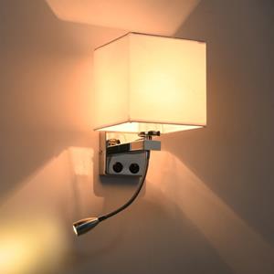 huismerk Creatieve minimalistische woonkamer slaapkamer bed lamp Hotel Lees lamp lampenkap kleur: single Tube wit