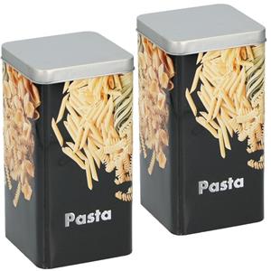 2x Metalen pasta/macaroni voorraadblikken/voorraadbussen 2000 ml - 2 liter - 18,5 cm - Keukenbenodigdheden - Voorraadbussen/blikken met luchtdichte deksel