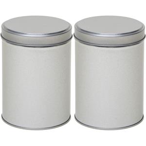 Merkloos 2x Zilveren rond opbergblikken/bewaarblikken 13 cm - Zilveren koffiepads/koffiecups voorraadblikken - Voorraadbussen