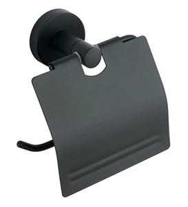 Aqualine Samba toiletrolhouder met klep mat zwart