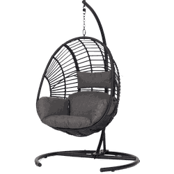 Lisomme Mason rotan hangstoel zwart - Met zitkussens