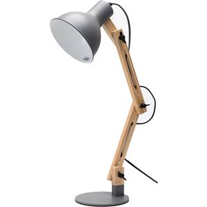 BES LED LED Tafellamp - Tafelverlichting - Aigi Julia - E27 Fitting - Rond - Mat Grijs/Bruin - Hout