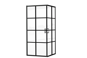 Luca Varess Vidor douchehoek met hoekinstap met 2 schuifdeuren 90 x 90 cm Square glas mat zwart profiel