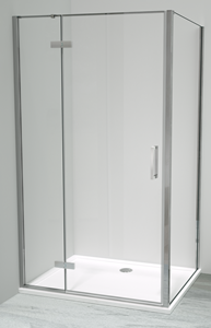 Luca Varess Nona douchehoek met draaideur en 2 vaste zijwanden 90 x 120 cm helder glas glans chroom profiel