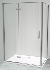 Luca Varess Nona douchehoek met draaideur en 2 vaste zijwanden 90 x 140 cm helder glas glans chroom profiel