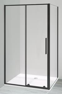 Luca Varess Morano douchehoek met schuifdeur en vaste zijwand 90 x 120 cm helder glas mat zwart profiel