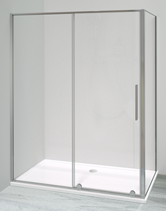 Luca Varess Morano douchehoek met schuifdeur en vaste zijwand 90 x 160 cm helder glas glans chroom profiel