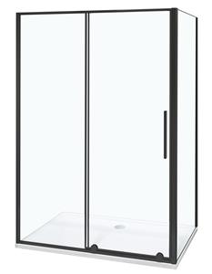Luca Varess Morano douchehoek met schuifdeur en vaste zijwand 90 x 140 cm helder glas mat zwart profiel