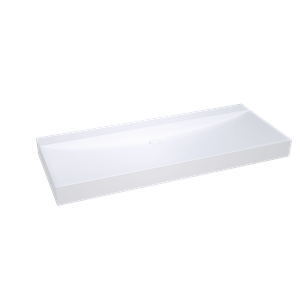 Balmani Wave enkele wastafel voor 2 kraangaten matte Solid Surface 135 x 55,5 cm