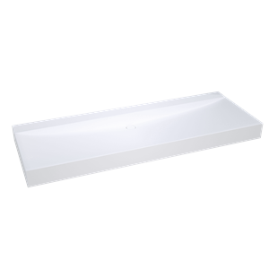 Balmani Wave enkele wastafel voor 2 kraangaten matte Solid Surface 150 x 55,5 cm