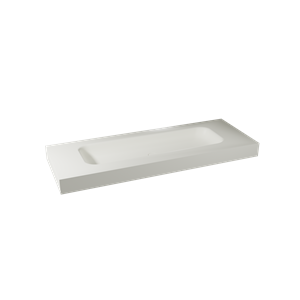 Balmani Arcato enkele wastafel voor 2 kraangaten matte Solid Surface 150 x 55,5 cm